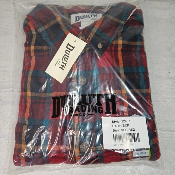 Flannel Plaid Shirt Mens XL Duluth Free Swingin Relax Fit Shacket Lumberjack - Picture 2 of 3